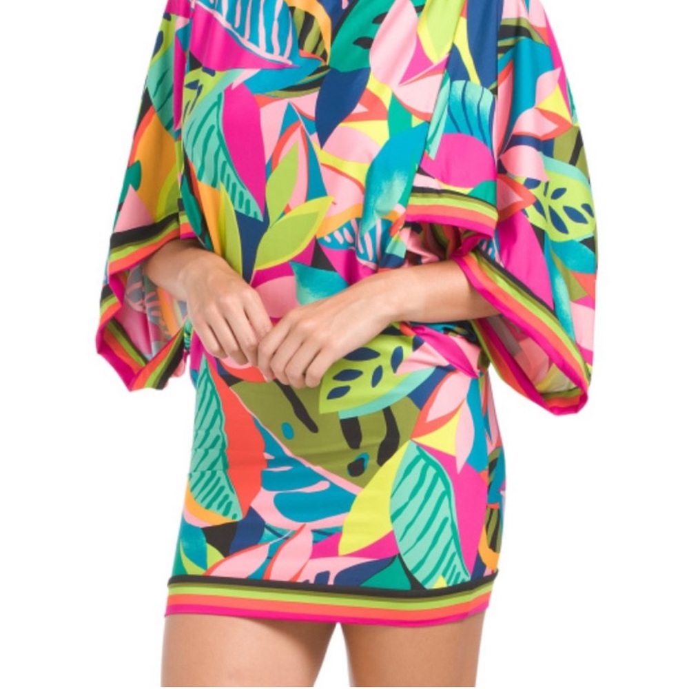 Trina Turk Rainforest Tropical Vibrant Tunic Cover-Up Dress Tunic Small - Picture 2 of 15